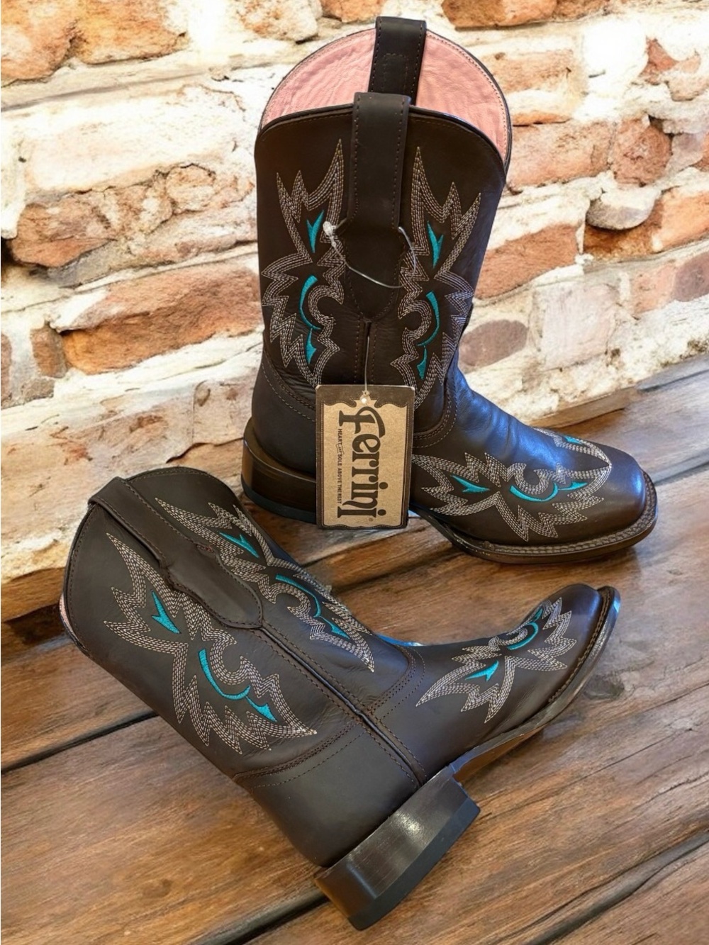 Ferrini Full Grain Leather Turquoise Women's Size 6 Cowboy Boots